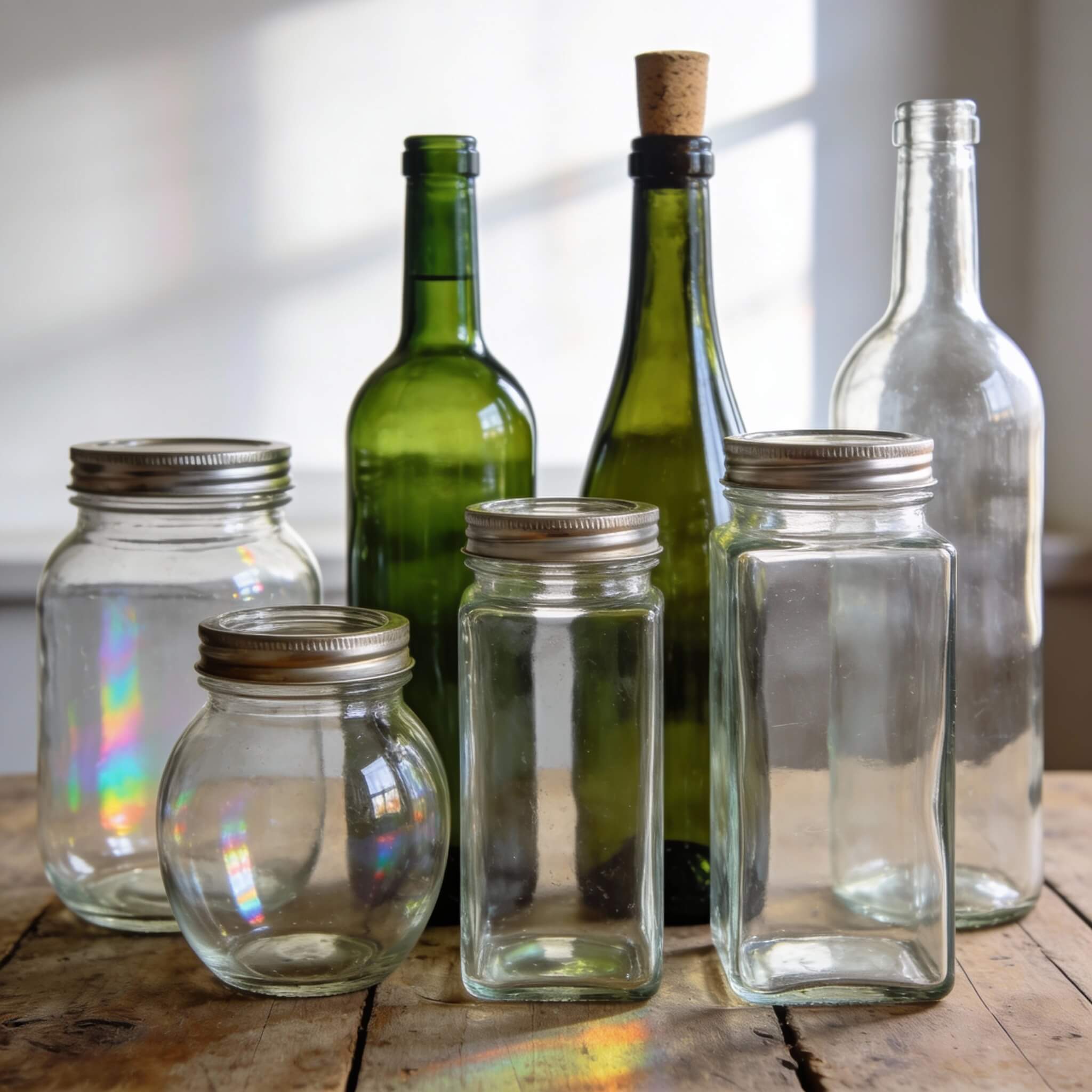Doy botellas de cristal vacías